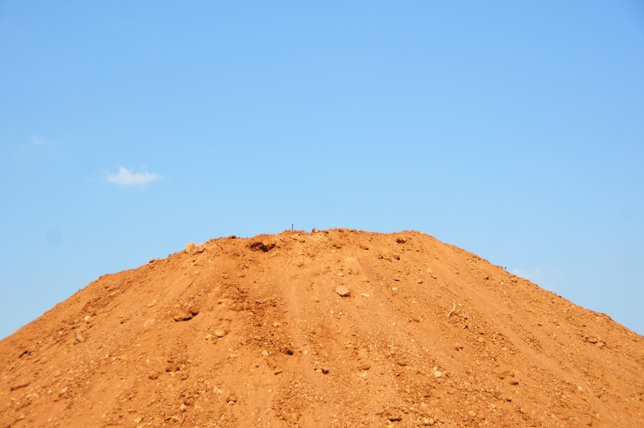 Construction site mounds of dirt